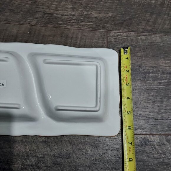 Serving Tray Platter D'Lusso Home Collection 2 Divided Sections Metal Stand - Picture 5 of 10